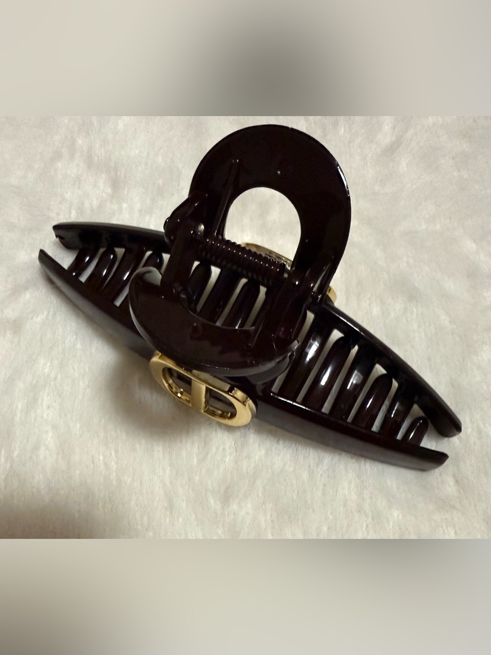 Gold-Accent Dark Brown Hair Claw Clip - Women Accessories